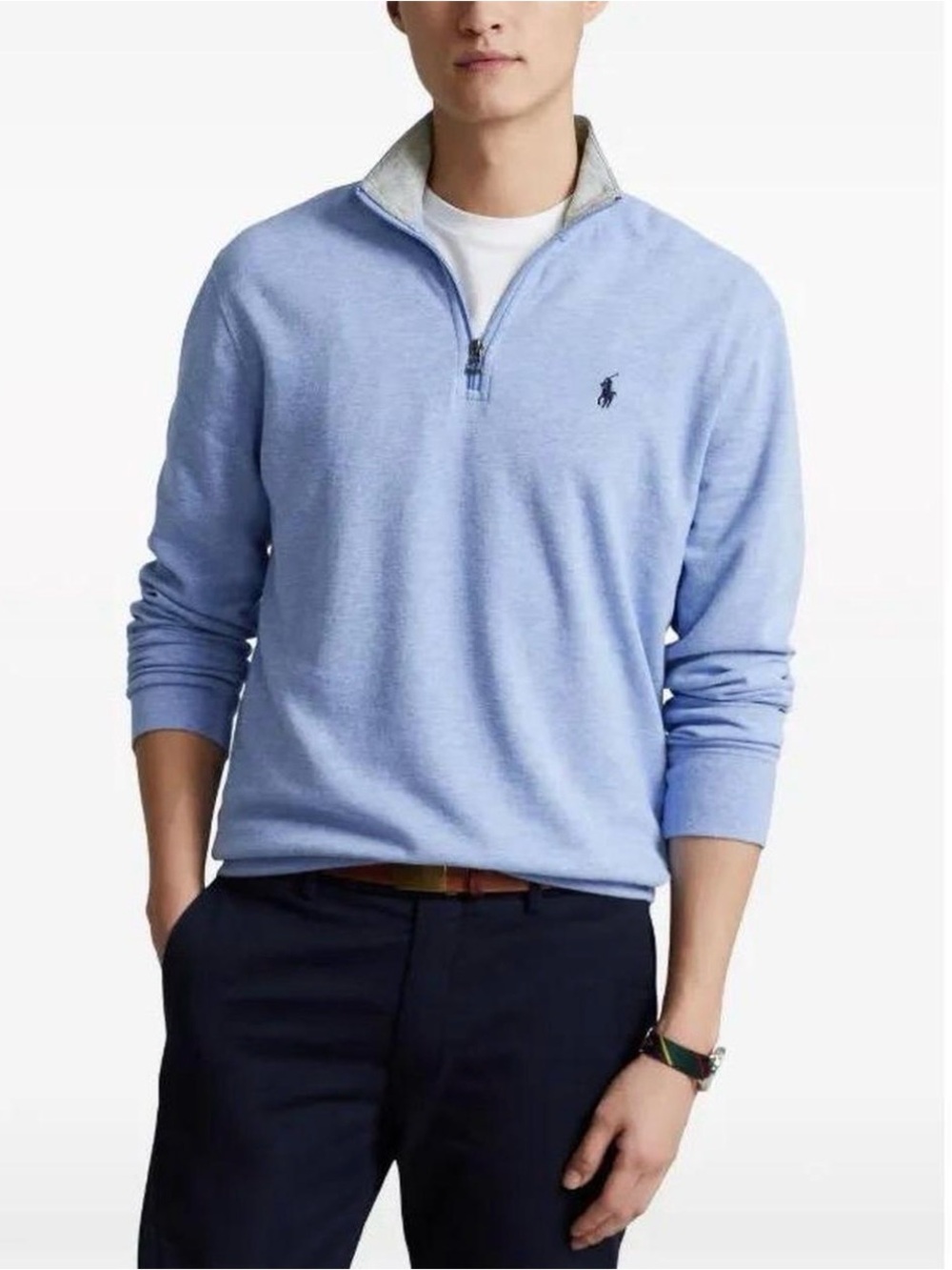 Polo by Ralph Lauren Light Blue Quarter- Zip Sweater